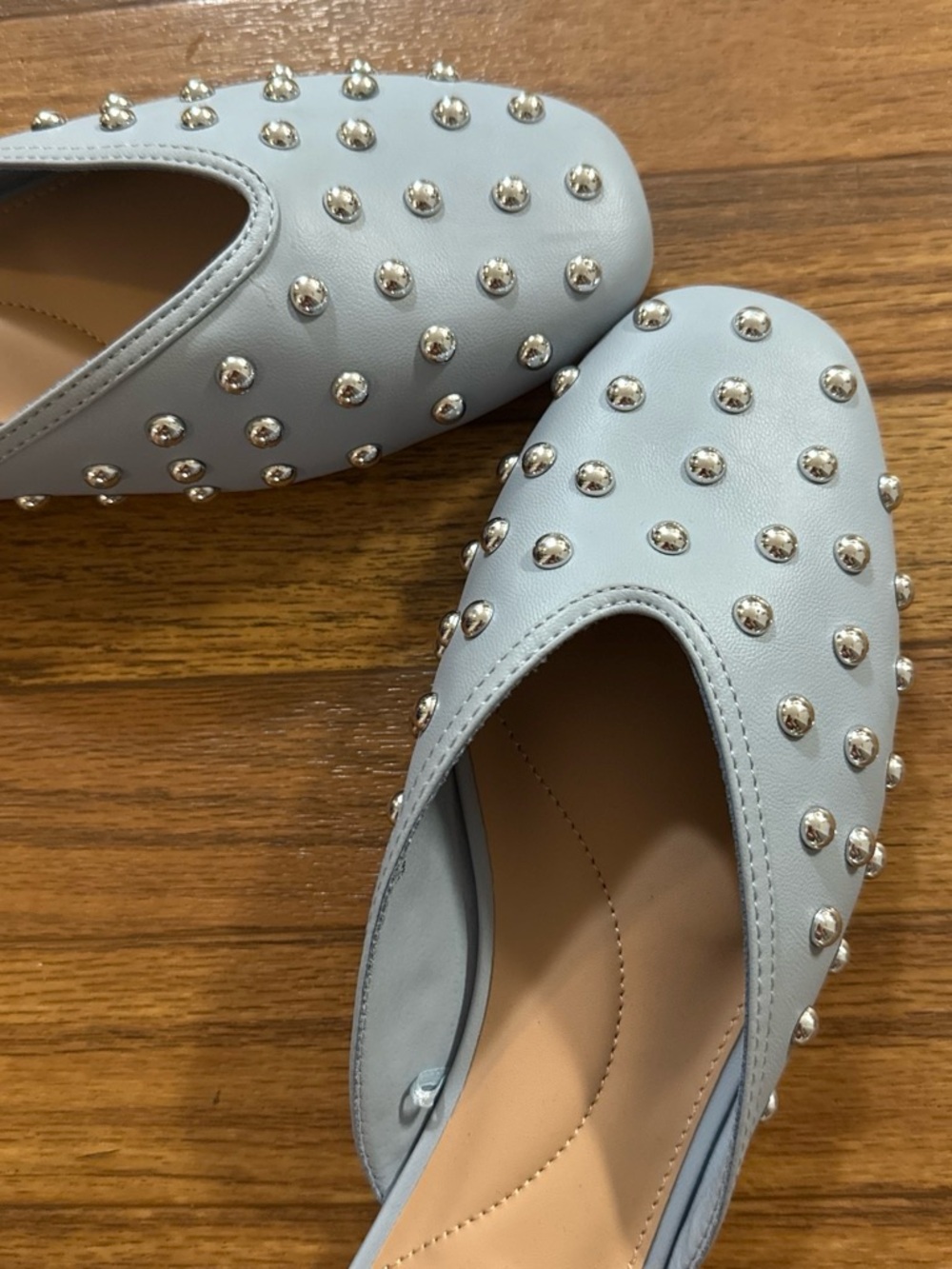 Studded Light Blue Women's Slip-On Flats